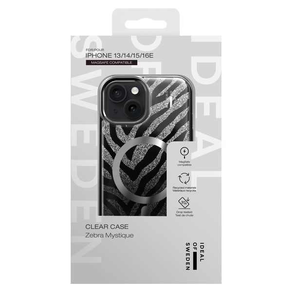 iDeal of Sweden Coque MagSafe transparente limitée Apple iPhone 17e / 16e / 15 / 14 / 13 - Zebra Mystique