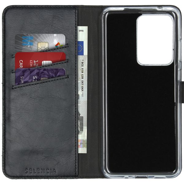 Selencia Étui portefeuille en cuir véritable Samsung Galaxy S20 Ultra - Noir