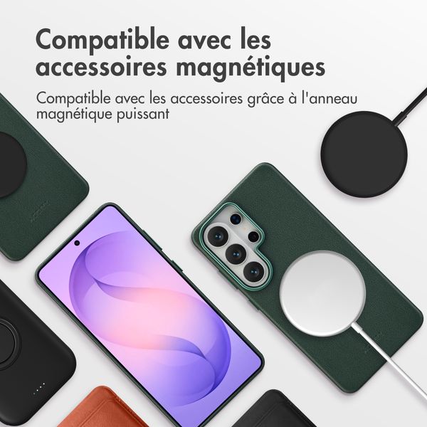 Accezz Coque arrière en cuir avec MagSafe Samsung Galaxy S26 Ultra - Cedar Green