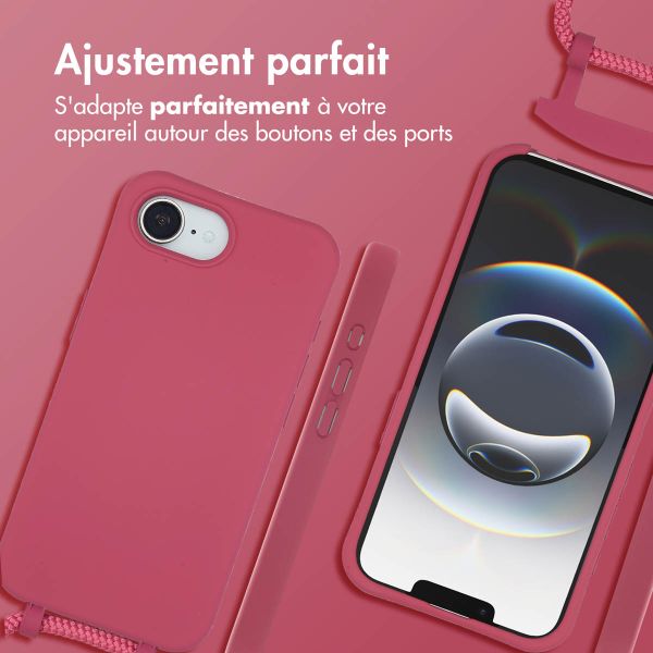 imoshion Coque arrière Color avec cordon amovible et MagSafe Apple iPhone 17e / 16e - Red Raspberry