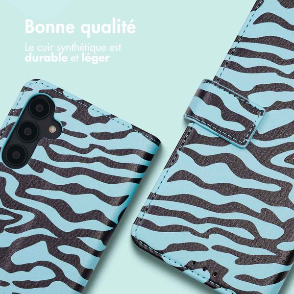 imoshion Étui de télephone portefeuille Design Samsung Galaxy A54 (5G) - Black Blue Stripes