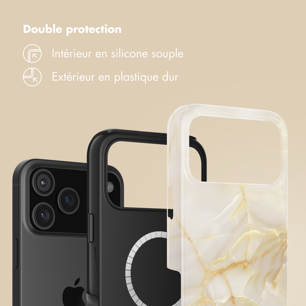 Selencia Coque arrière Vivid avec MagSafe Apple iPhone 17 Pro Max - Golden Beige Marble