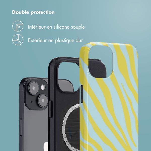 Selencia Coque arrière Vivid avec MagSafe Apple iPhone 14 - Zebra Winter Sky Titanium Yellow