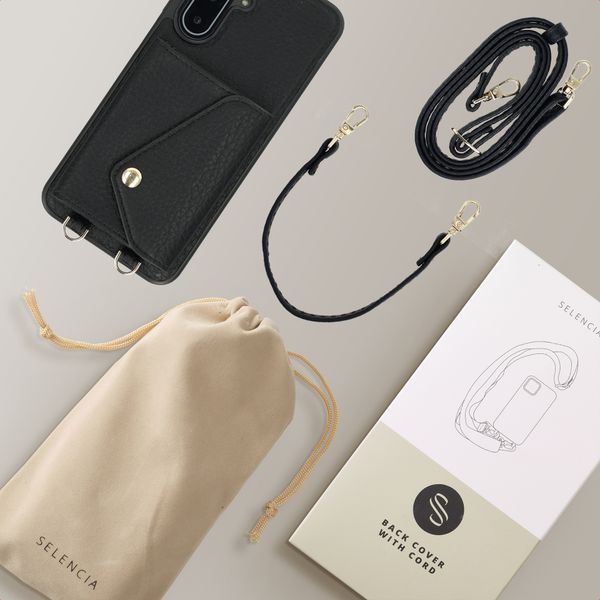 Selencia Coque de télephone Sera avec cordon et porte-cartes enveloppe Samsung Galaxy A17 (5G) / (4G) - Noir