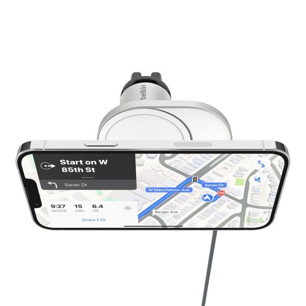 Belkin BoostCharge Pro Chargeur Voiture Sans Fil Magnétique - Support Téléphone Grille de Ventilation - Sans Adaptateur