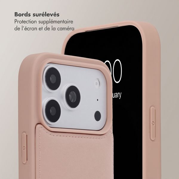 Selencia Coque de télephone Nova avec cordon et porte-cartes Apple iPhone 18 Pro / 17 Pro - Dusty Rose