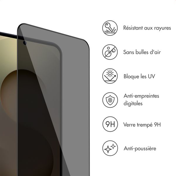 Accezz Protection d'écran en verre trempé avec filtre de confidentialité + Applicateur Samsung Galaxy S25 Ultra