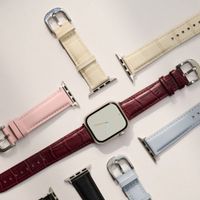 Burga Bracelet en cuir véritable  - Apple Watch | 44/45/46/49 mm / Connexion universelle 20 mm - Buttermelt / Silver