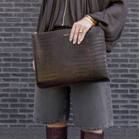 Selencia Pochette ordinateur Croco 15-16 pouces - Choco Brown