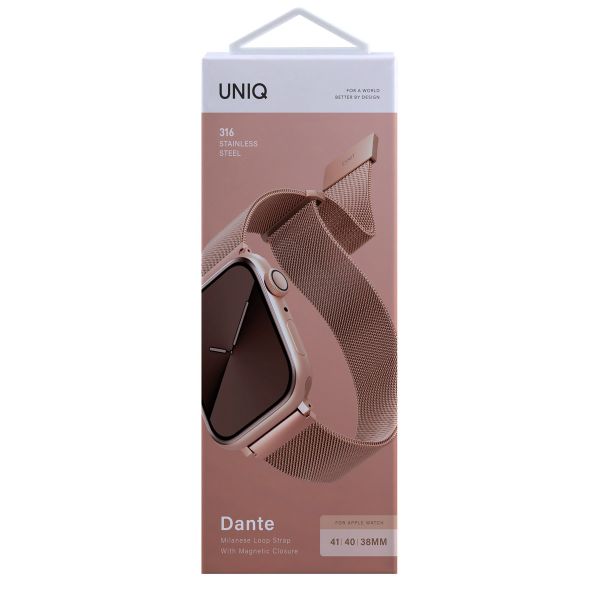 Uniq Bracelet Dante Mesh Milanese en acier Apple Watch | 38/40/41/42 mm - Rose