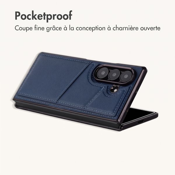 imoshion Étui arrière MagSafe en cuir synthétique avec porte-cartes Samsung Galaxy Z Fold 8 Ultra - Bleu foncé