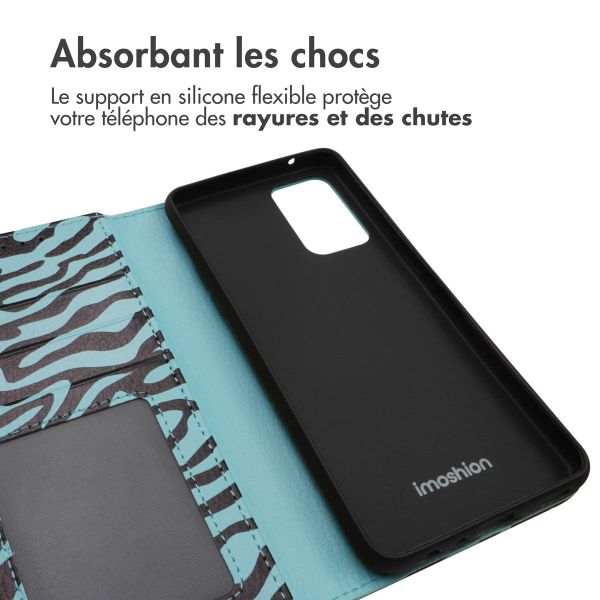imoshion Étui de télephone portefeuille Design Samsung Galaxy A14 (5G/4G) - Black Blue Stripes