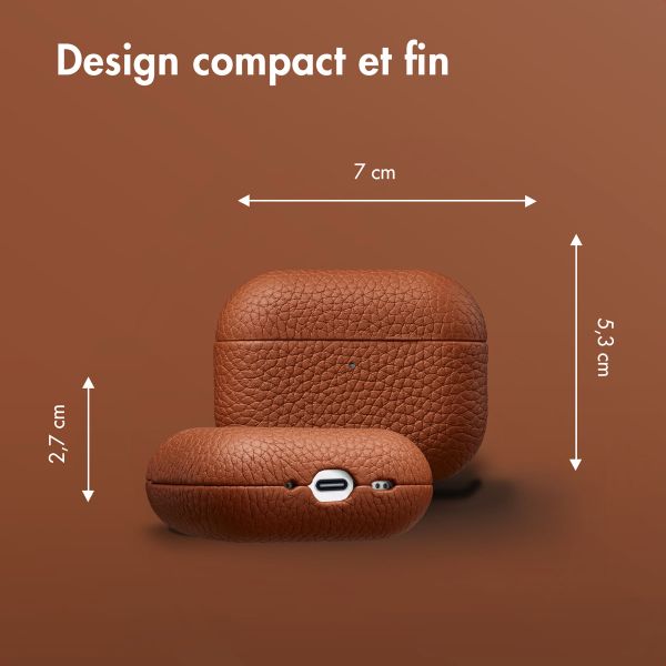 Accezz Coque en cuir véritable  Apple Airpods Pro 3 - Cognac