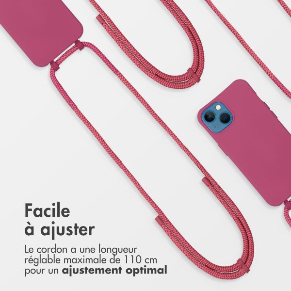 imoshion Coque arrière Color avec cordon amovible et MagSafe Apple iPhone 13 - Raspberry