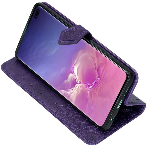 Etui de télephone portefeuille Mandala Samsung Galaxy S10 Plus - Violet