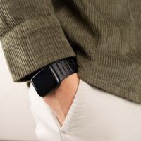 Accezz Bracelet en cuir véritable magnétique Apple Watch | 38/40/41/42 mm - Noir