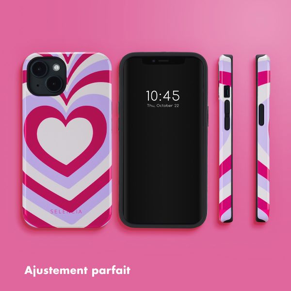 Selencia Coque arrière Vivid avec MagSafe Apple iPhone 14 - Double Hearts Rubine Red Lilac