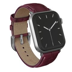 Burga Bracelet en cuir véritable  - Apple Watch | 44/45/46/49 mm / Connexion universelle 20 mm - Mobwife / Silver