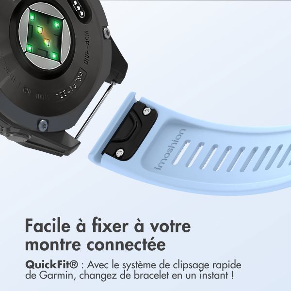 imoshion Bracelet QuickFit® Stripe en silicone  - Connexion Garmin 22 mm - Bleu clair