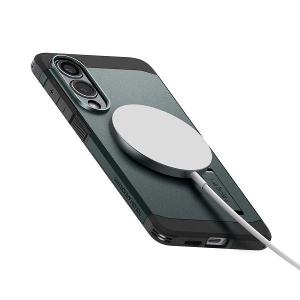 Spigen Coque Tough Armor MagSafe Samsung Galaxy S25 Edge - Abyss Green