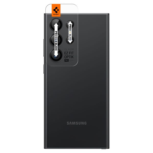 Spigen Optik Pro EZ Fit Lens Protector - Protection d'objectif de caméra (lot de 2) Samsung Galaxy S24 Ultra - Noir