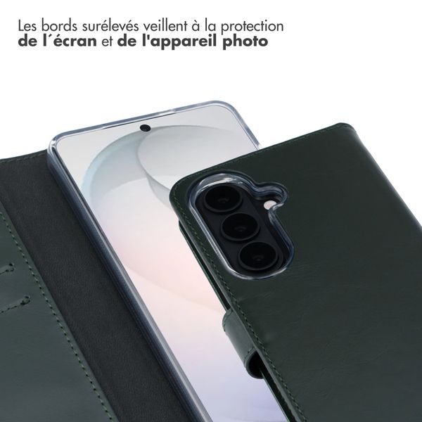 Selencia Étui portefeuille en cuir véritable Samsung Galaxy S26 - Vert