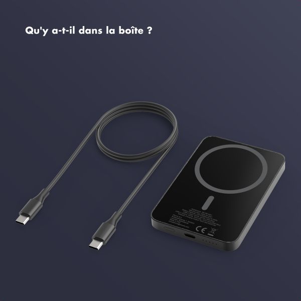 Selencia Powerbank Vivid 5 000 mAh - MagSafe et Qi - Noir / Chic Marble Black