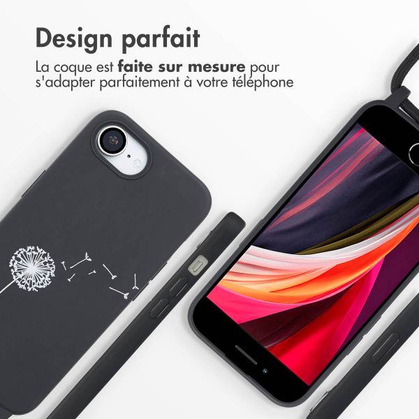 imoshion Coque design en silicone avec cordon Apple iPhone 17e / 16e - Dandelion Black
