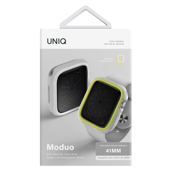 Uniq Coque Moduo avec lunette Apple Watch - 40 / 41 mm - Frost (Lime/White)