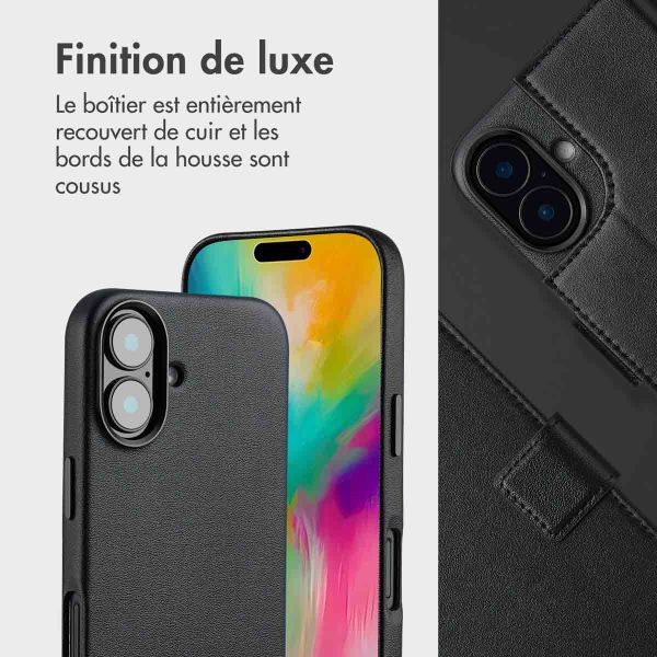 Accezz Étui de télephone portefeuille en cuir 2-en-1 avec MagSafe Apple iPhone 16 - Onyx Black