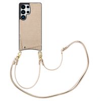 Selencia Coque de télephone Nova Croco avec cordon et porte-cartes Samsung Galaxy S25 Ultra - Beige
