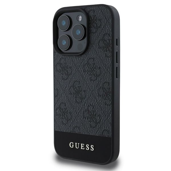 Guess Coque arrière Bottom Stripe 4G Apple iPhone 16 Pro Max - Gris