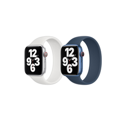 Apple 2 Pack Bracelet Boucle unique en Silicone Apple Watch | 38/40/41/42 mm - Taille 6 - White/ Abyss Blue