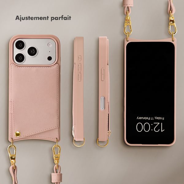 Selencia Coque de télephone Nova avec cordon et porte-cartes Apple iPhone 17 Pro - Dusty Rose