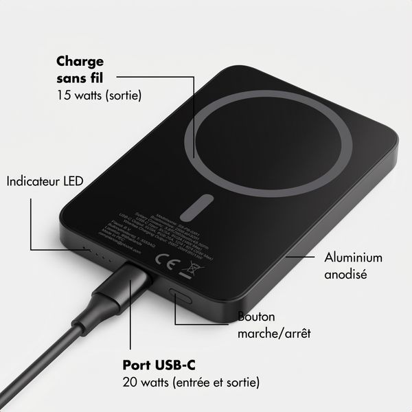 Selencia Powerbank Vivid 5 000 mAh - MagSafe et Qi - Black / Wavy Baby Sorbet