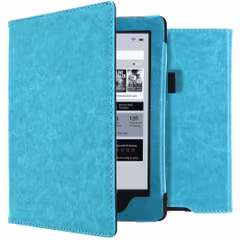 imoshion Étui de liseuse portefeuille en cuir végan Kobo Aura H2O - Bleu clair