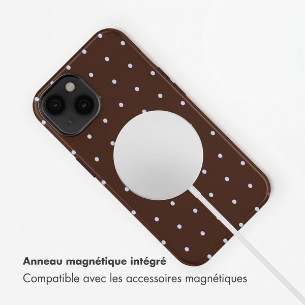 Selencia Coque arrière Vivid avec MagSafe Apple iPhone 14 - Happy Dots Chocolate
