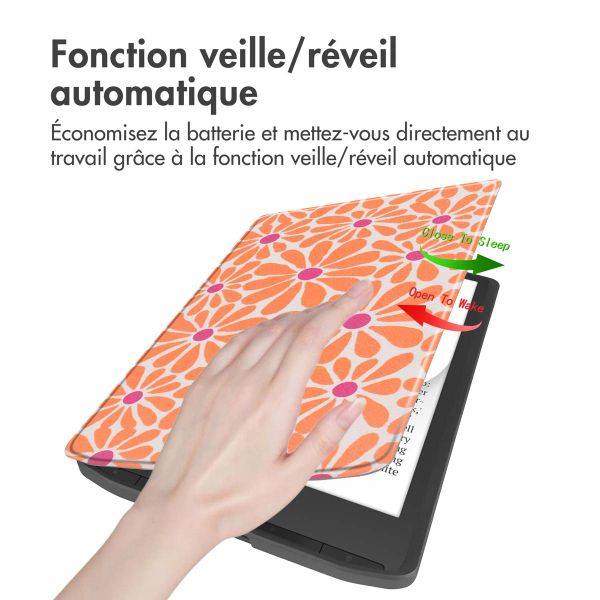 imoshion Étui á rabat Pocketbook InkPad Color 3 / InkPad 4 - Orange Flowers Connect