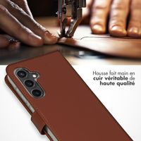 Selencia Étui portefeuille en cuir véritable Samsung Galaxy S23 FE - Marron clair