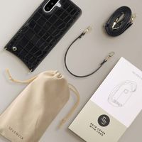 Selencia Coque de télephone Nova Croco avec cordon et porte-cartes Samsung Galaxy A36 / A56 - Noir