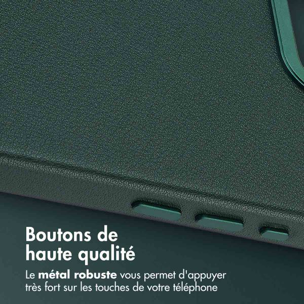 Accezz Coque arrière en cuir avec MagSafe Apple iPhone 17e / 16e - Cedar Green