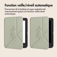 imoshion Étui de liseuse portefeuille design Pliable Kobo Clara Colour / BW - Floral Green