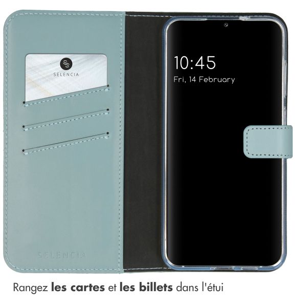 Selencia Étui portefeuille en cuir véritable Samsung Galaxy S24 Plus - Air Blue