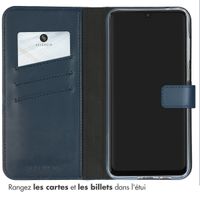 Selencia Étui portefeuille en cuir véritable Samsung Galaxy A55 - Bleu foncé
