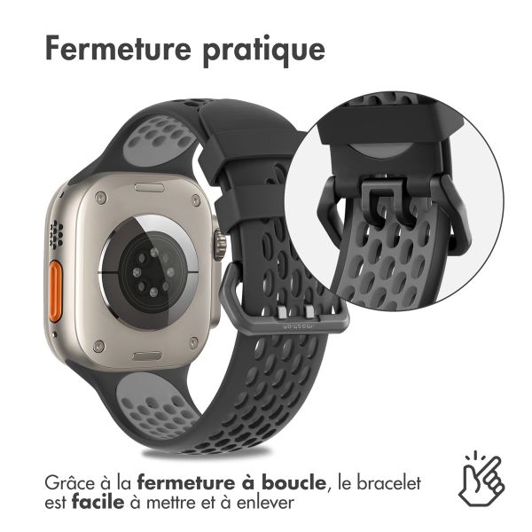 imoshion Bracelet sport en silicone avec boucle Apple Watch | 44/45/46/49 mm - Black / Grey