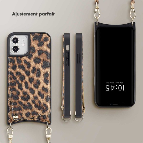 Selencia Coque de télephone Nova avec cordon et porte-cartes Apple iPhone 12 (Pro) - Leopard