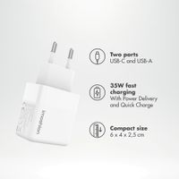 imoshion Adapteur secteur - Chargeur - USB-C + USB-A - Power Delivery et Quick Charge - 35W - Blanc
