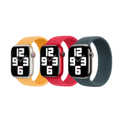 Apple 3 Pack Bracelet Solo tressé Apple Watch | 44/45/46/49 mm - Taille 5 - Maize/ (PRODUCT)RED/ Lake Green