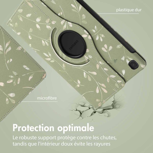 imoshion Coque tablette Design rotatif à 360° Samsung Galaxy Tab S6 Lite (2020/2022/2024)  - Green Flowers