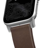 Nomad Bracelet moderne en cuir Apple Watch | 38/40/41/42 mm - Brown / Silver